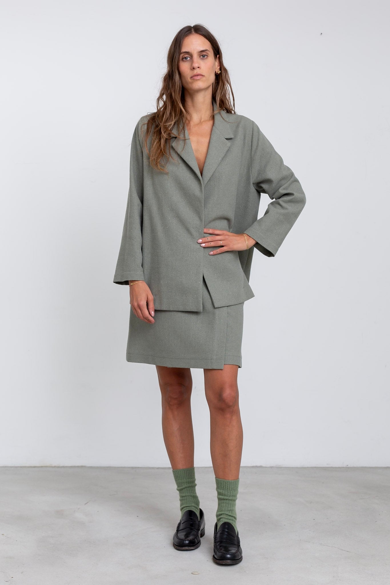 GI01 - Sage Green Hemp/Silk Blazer