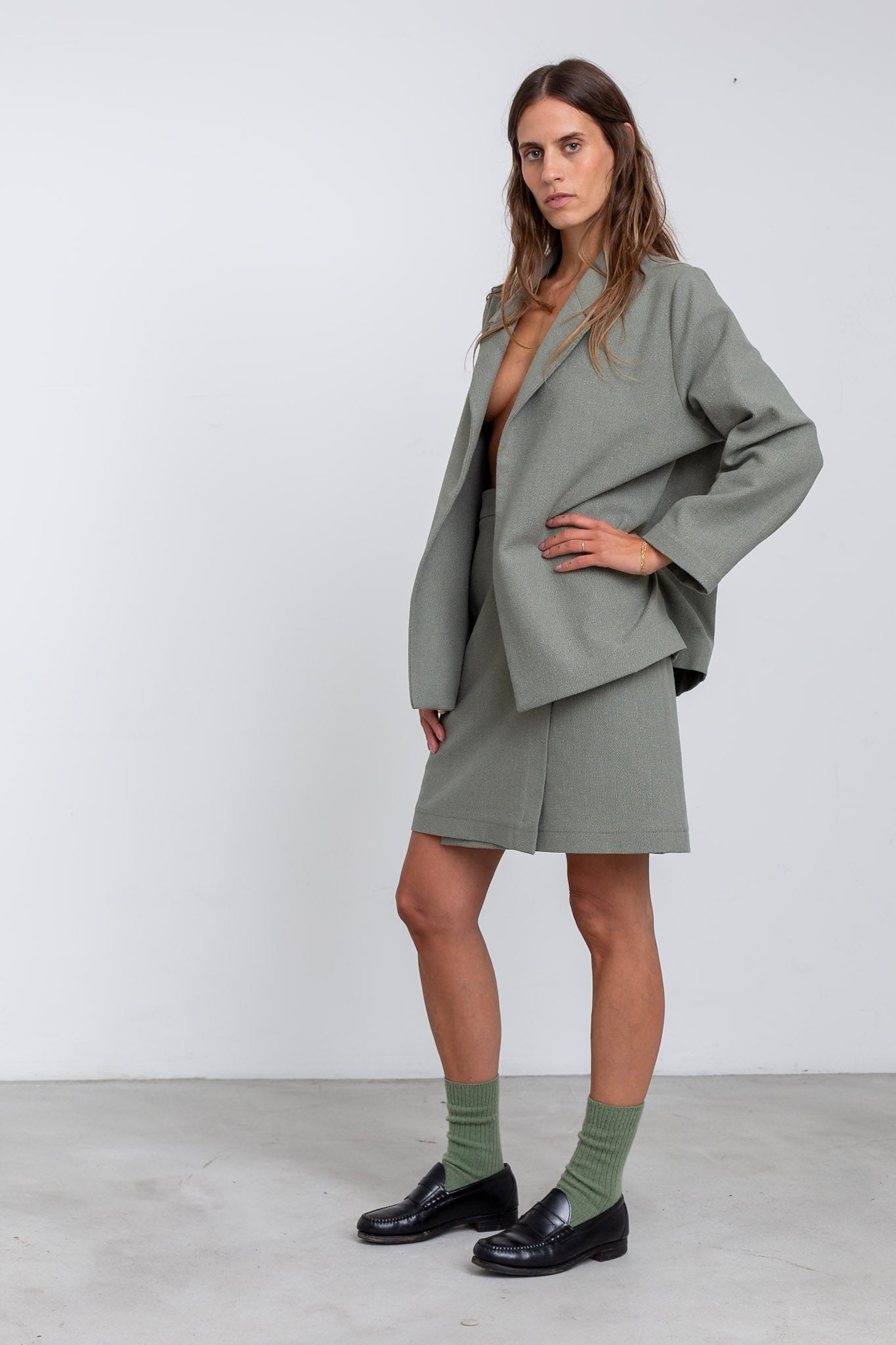 GI01 - Sage Green Hemp/Silk Blazer