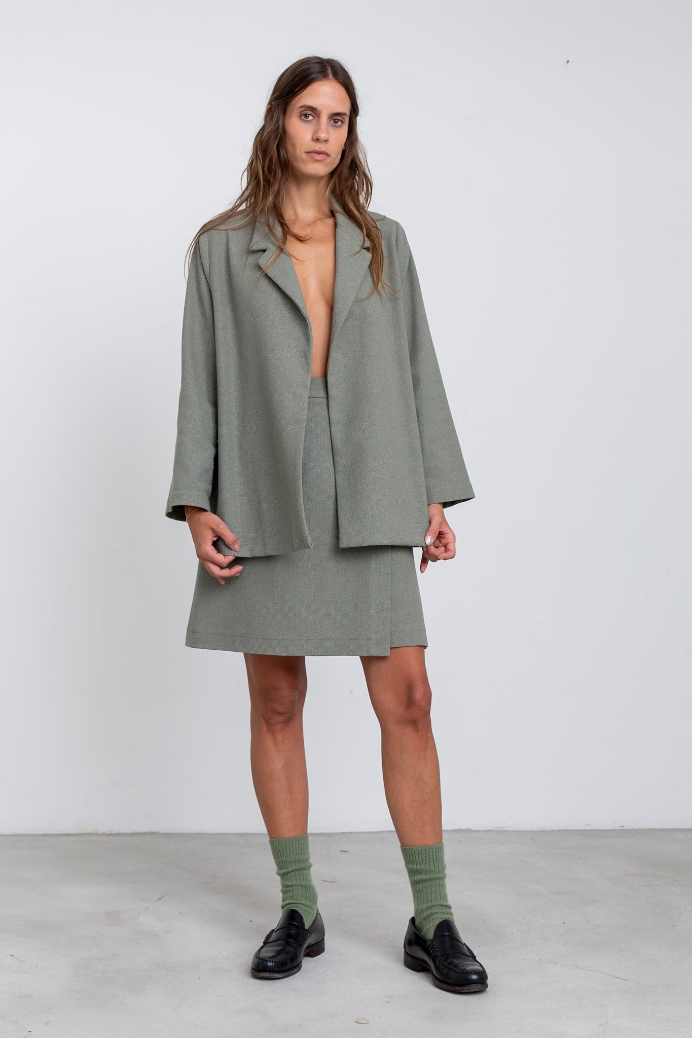 GI01 - Sage Green Hemp/Silk Blazer